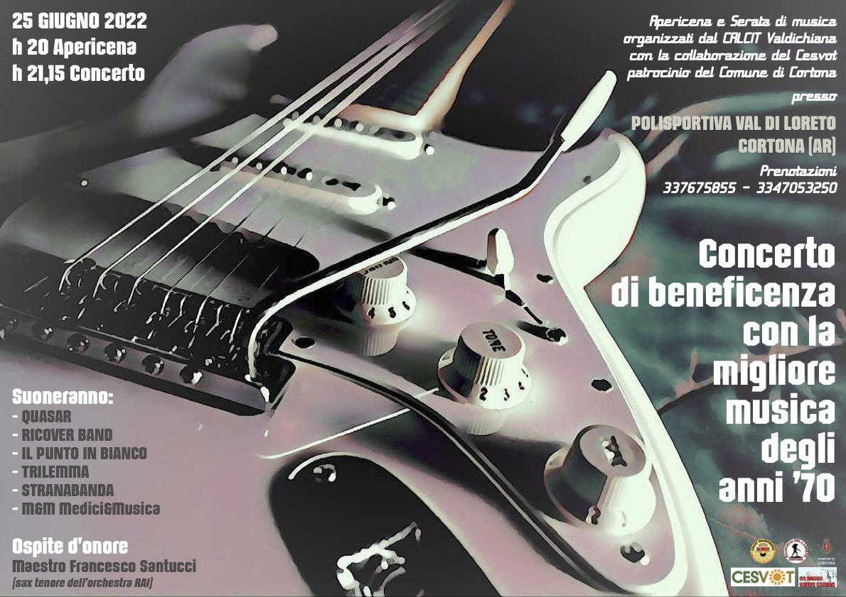 Concerto di beneficenza con la migliore musica anni 70 sabato 25